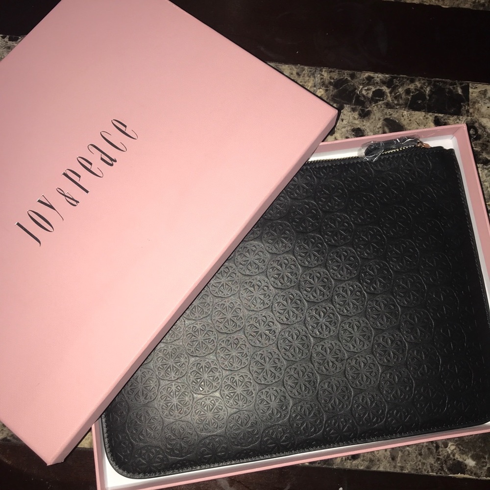 Joy & Peace : limited edition black clutch bag